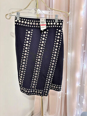 Studded Black Pencil Skirt NWT